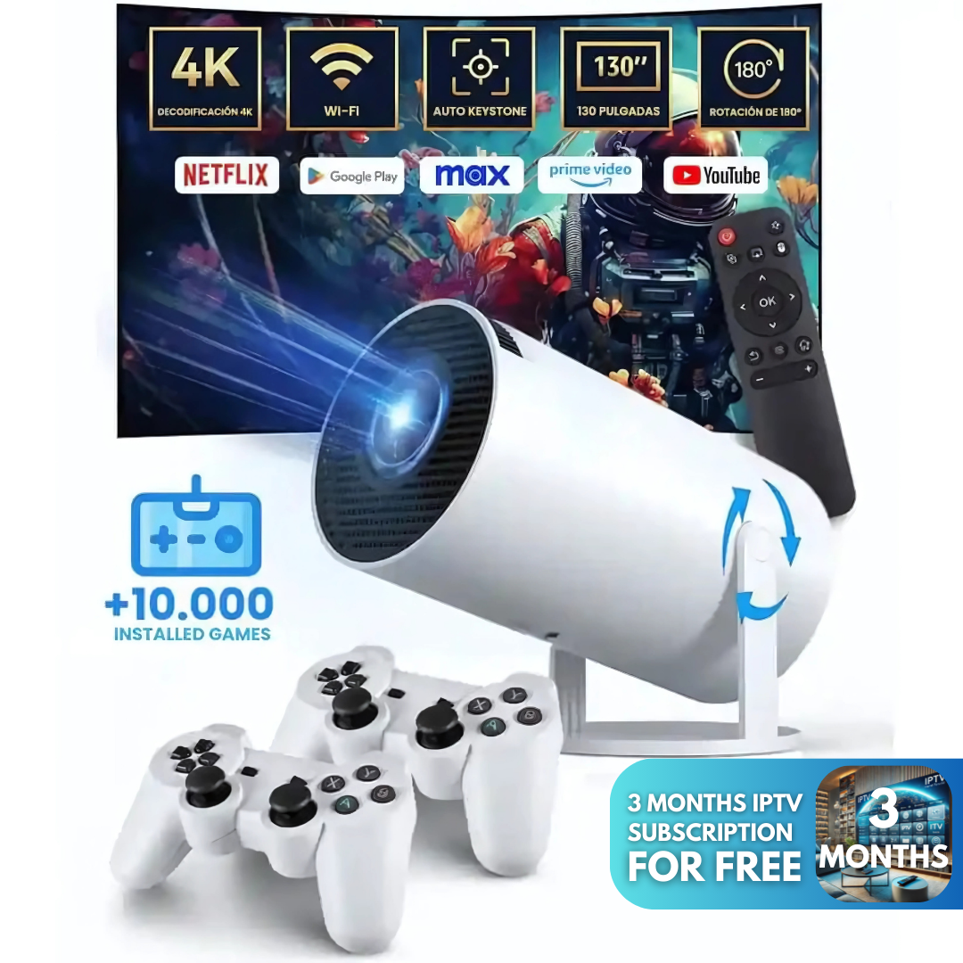 4k Projector With Retro Gaming Console | Buy 1, Get 1 Free Gift