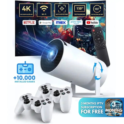 4k Projector With Retro Gaming Console | Buy 1, Get 1 Free Gift